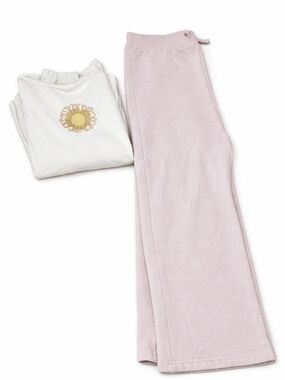 Carter's Cozy Pink Lounge Pants and White Hoodie Set with Sunflower Graphic